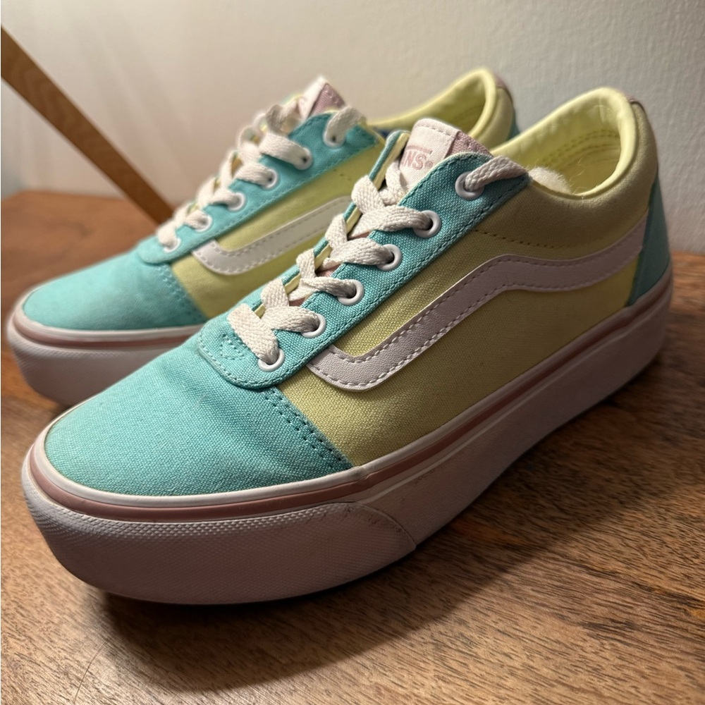 Vans Pastel Green and Yellow Sneakers